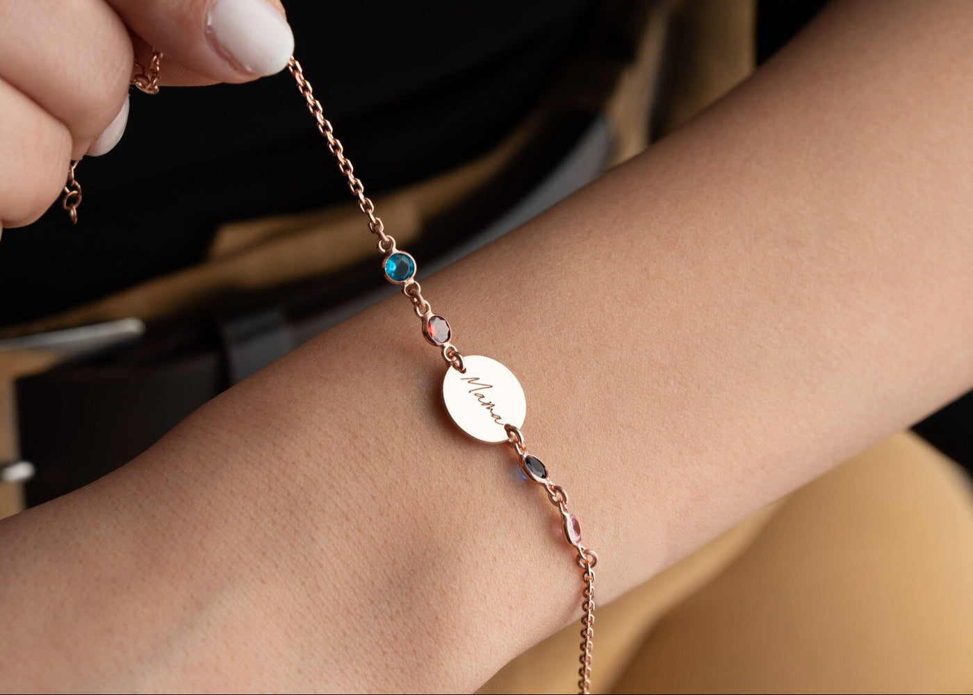 Engraved Birthstone Bracelet