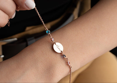 Engraved Birthstone Bracelet