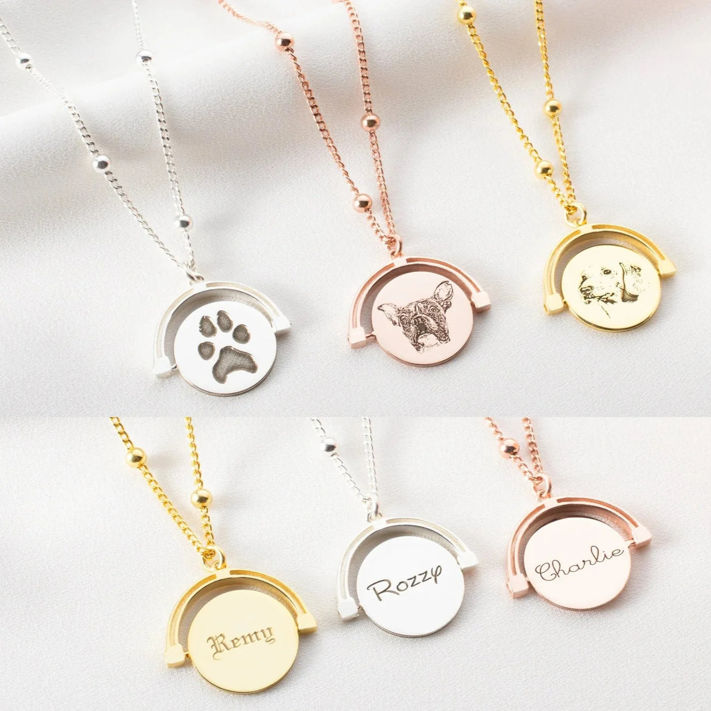 Pet Portrait Necklace with Ball Chain